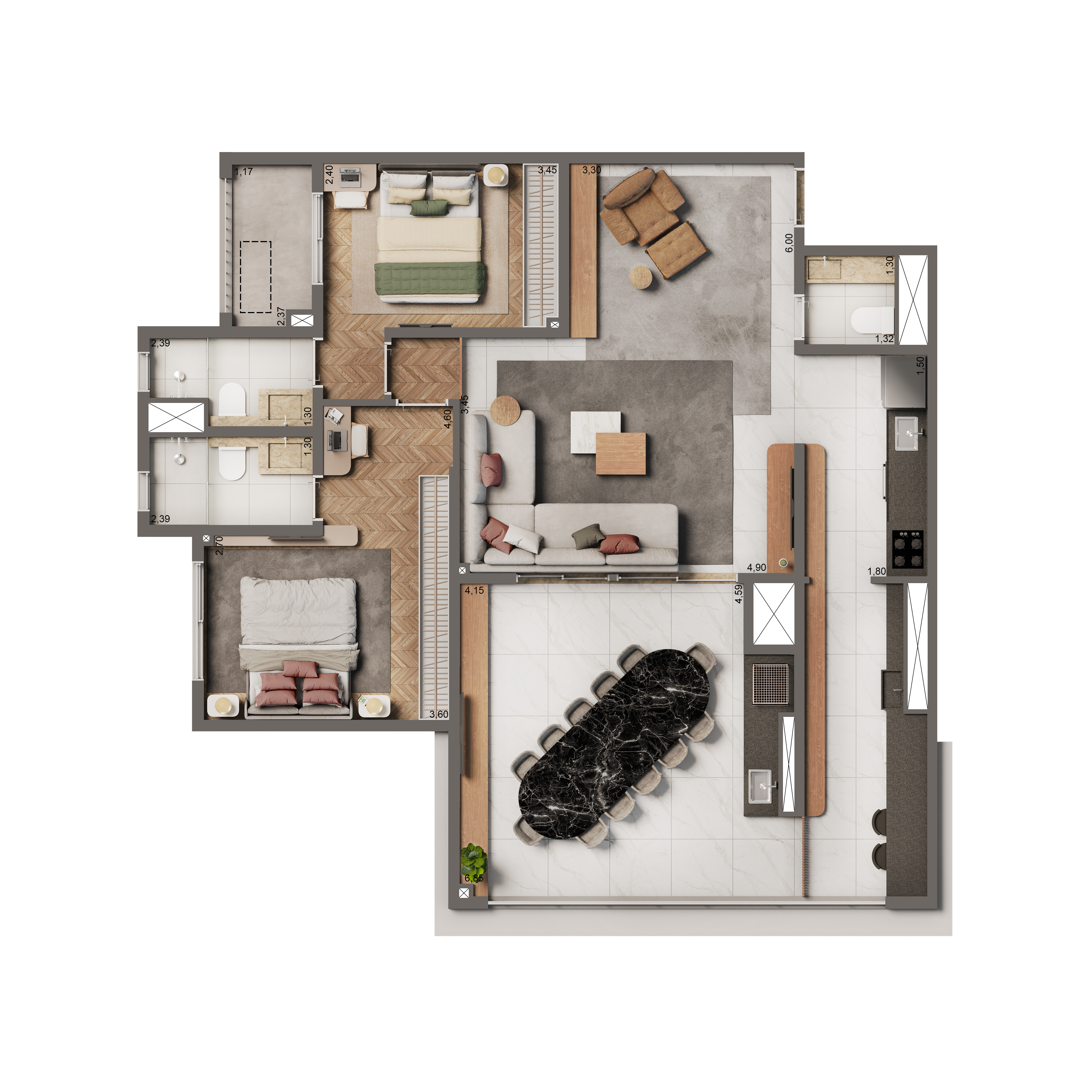 Planta Opção 106m²